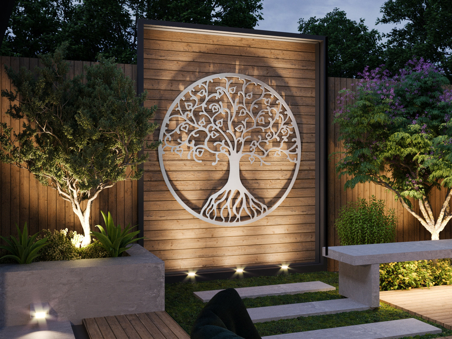 Metatron Cube Outdoor Metal Wall Art