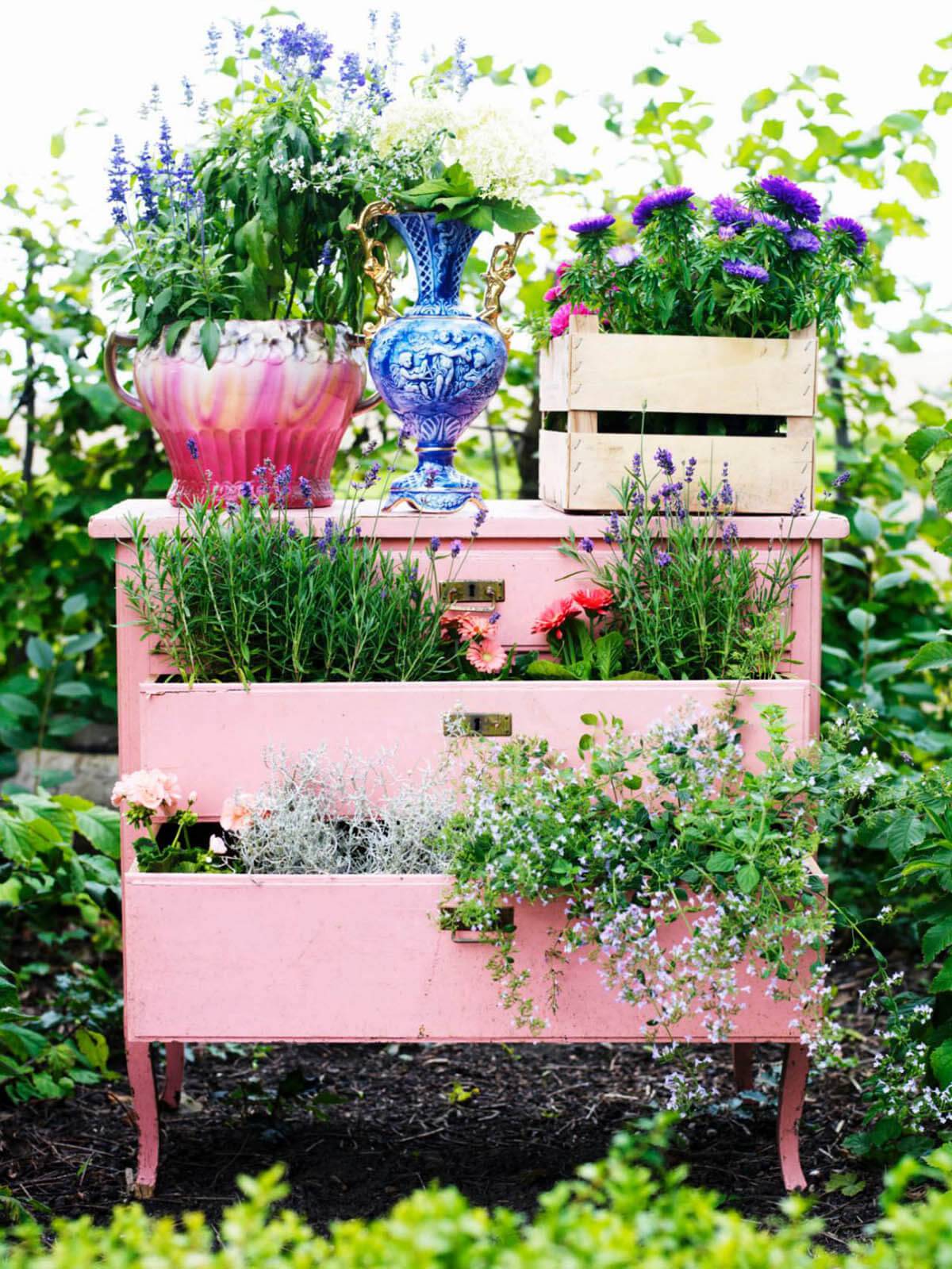 Upcycled Vintage Garden Containers