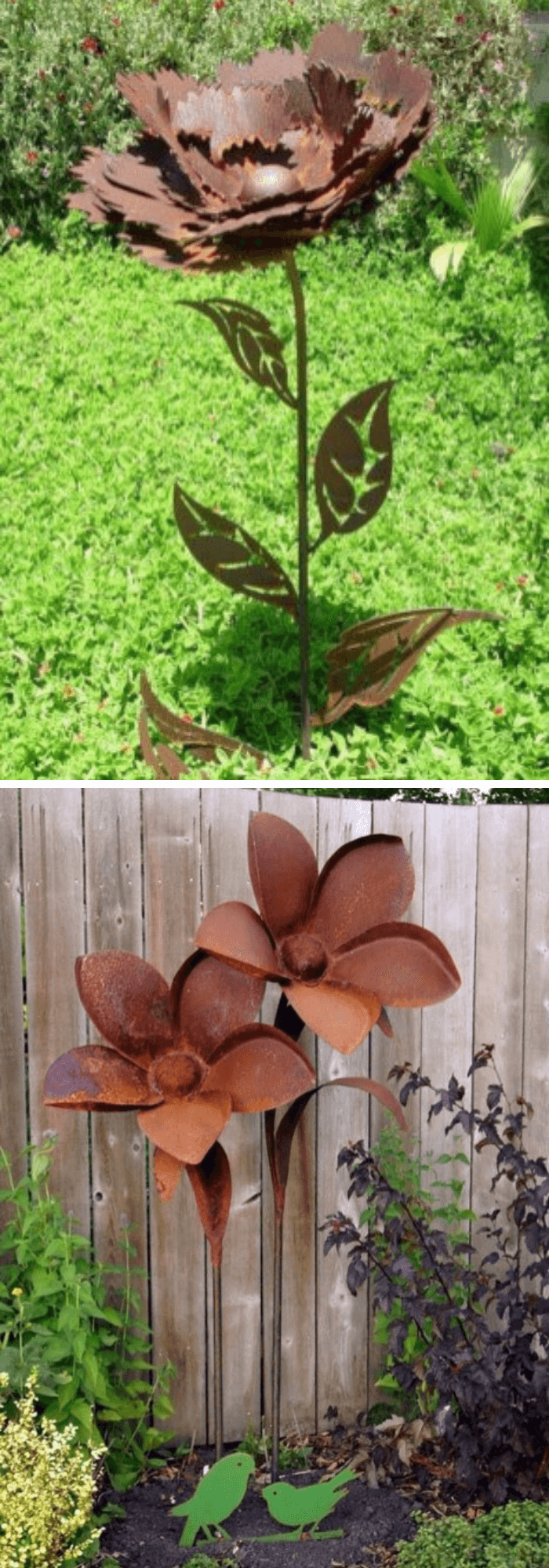 Metal Wall Flowers Garden Wall Art Fence Flowers Outdoor Metal Flower