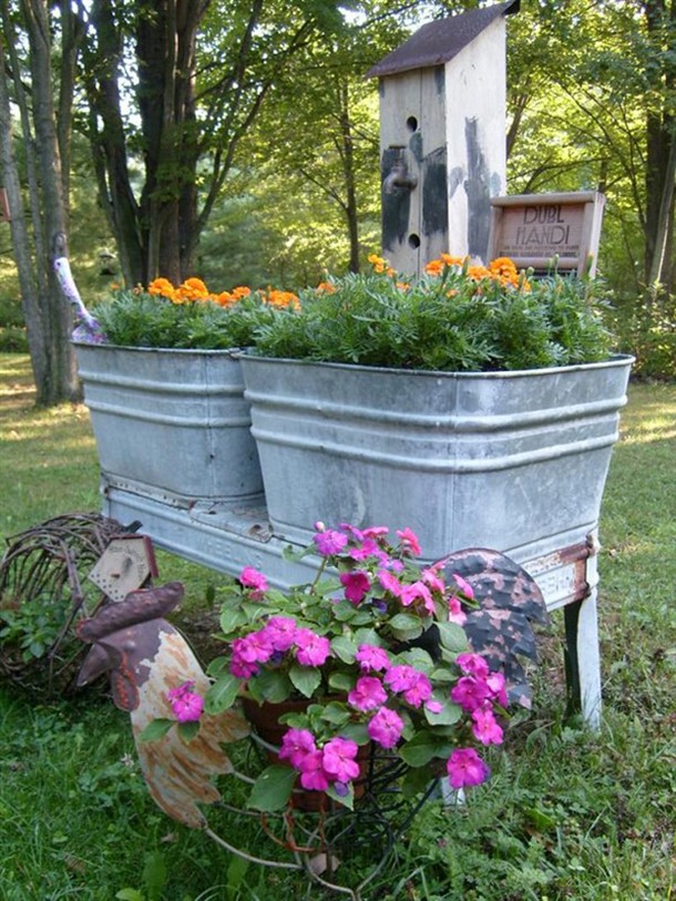 Repurposed Galvanized Containers Gardening Home