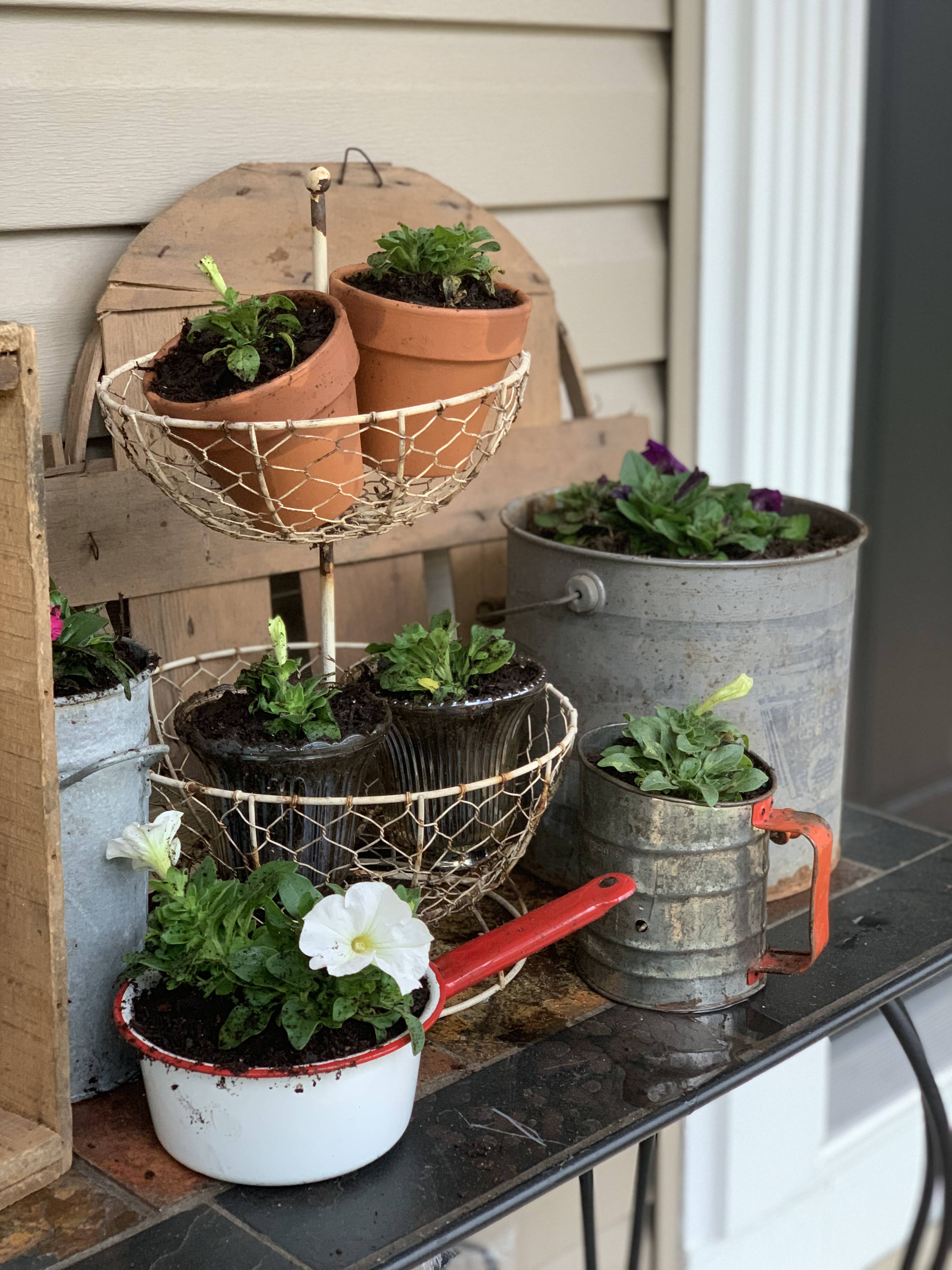 Upcycled Vintage Garden Containers