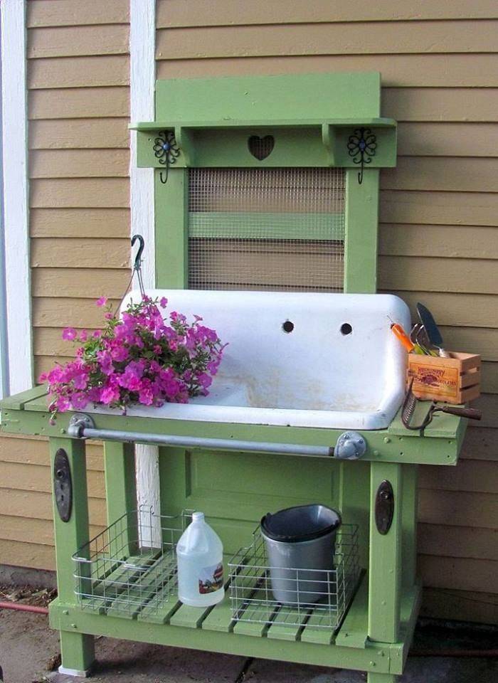 Repurposed Vintage Potting Sinks