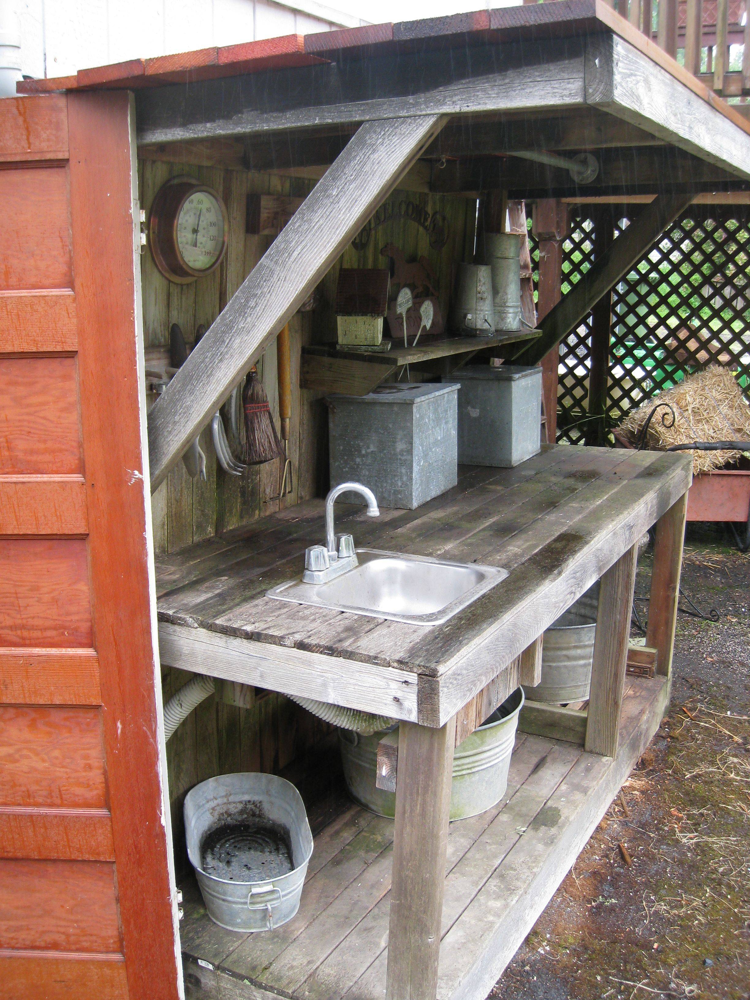 Outdoor Pallet Sink And Gardening Table Outdoor Sinks