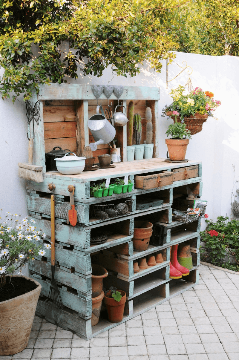 Awesome Diy Pallet Garden Bench And Storage Design Ideas Potting