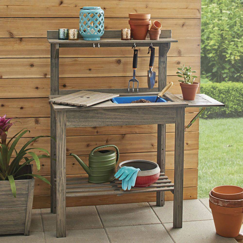 Wooden Potting Bench Table Gardening