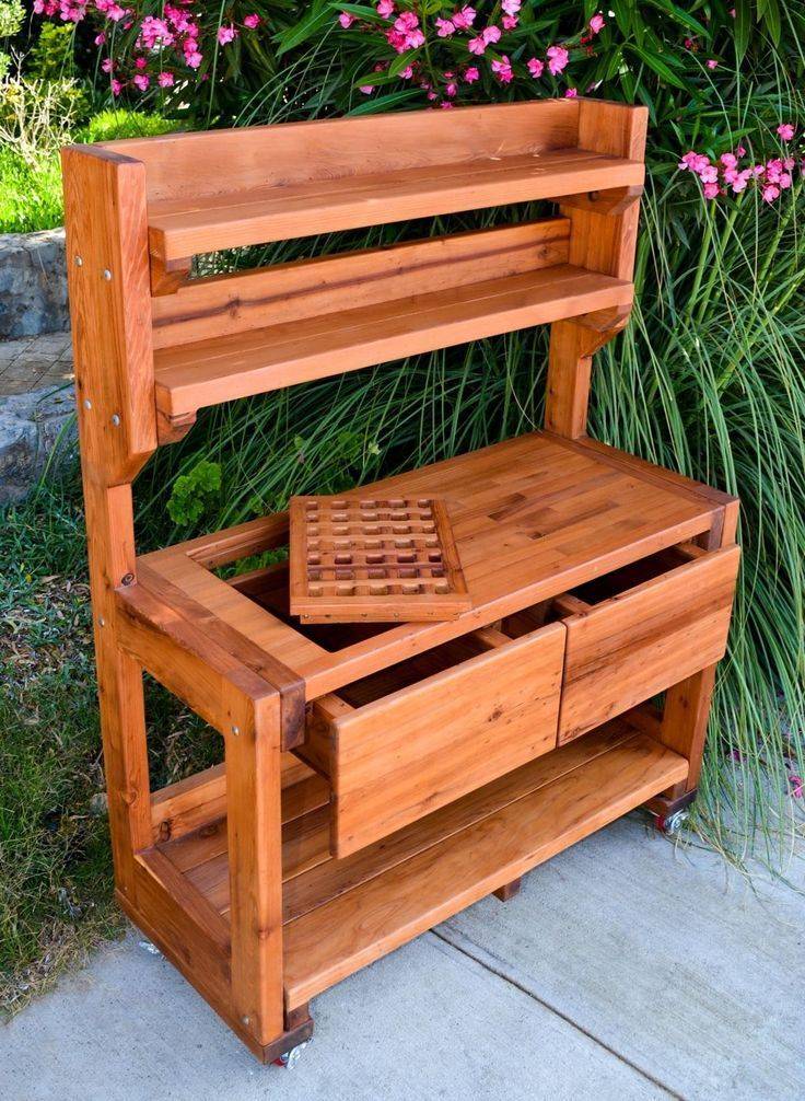 Garden Potting Bench Locally Handcrafted Out Of Redwood Starting At