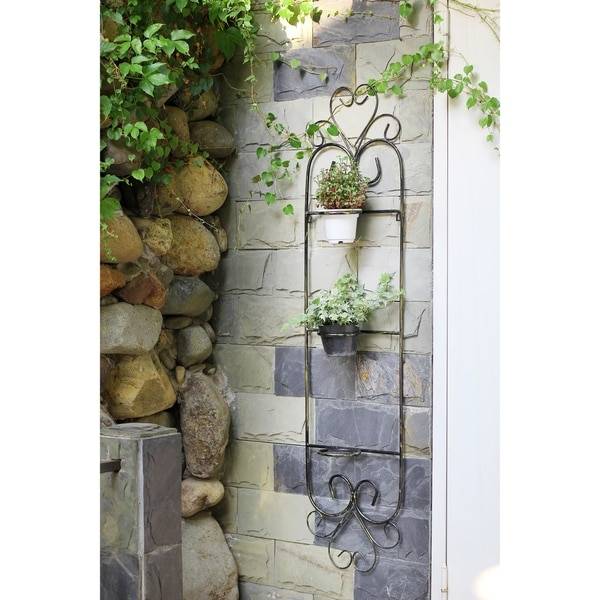 Litton Lane Brassfinished Iron Floret Emblem Wall Planters