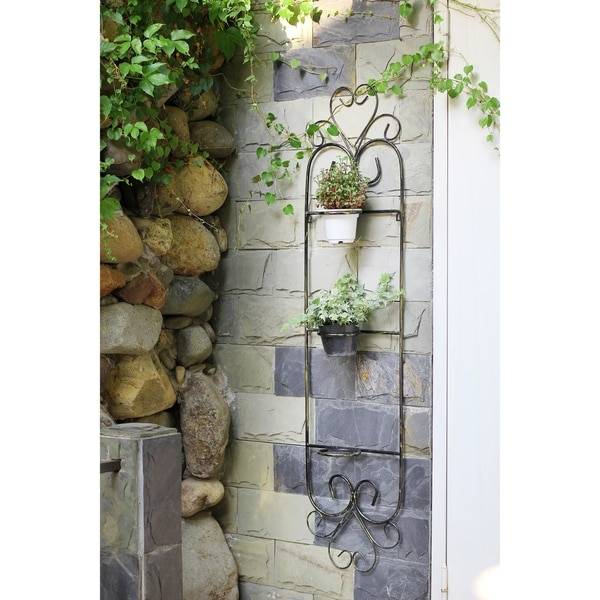 Litton Lane Brassfinished Iron Floret Emblem Wall Planters