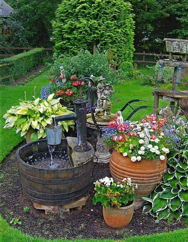 Upcycled Garden Fountain Ideas