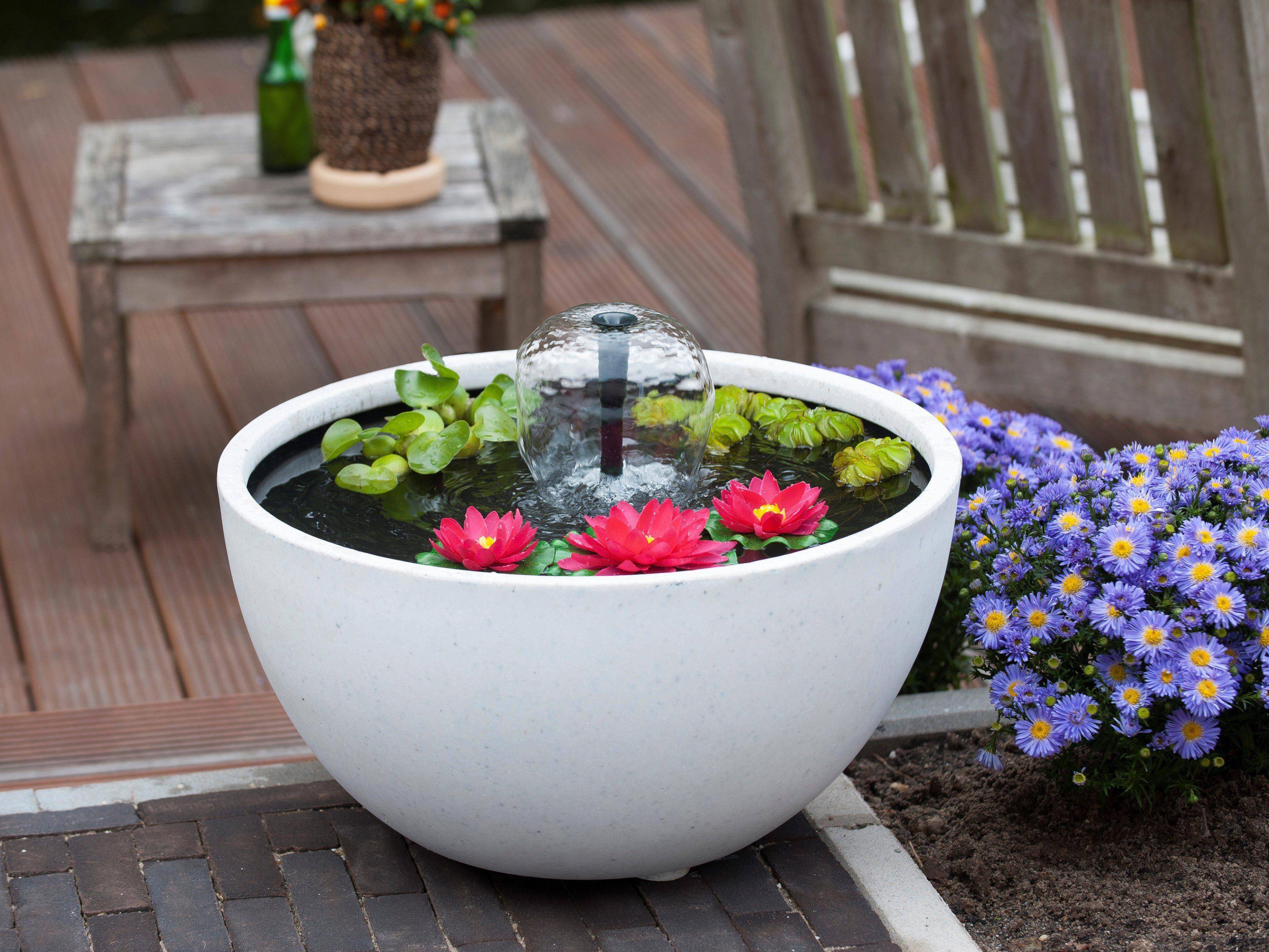 This Lighted Glass And Metal Lotus Flower Selfcontained Fountain