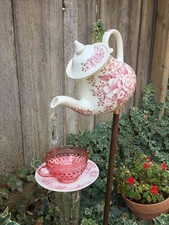 Tea Cup Garden Decor Yard Art Etsy