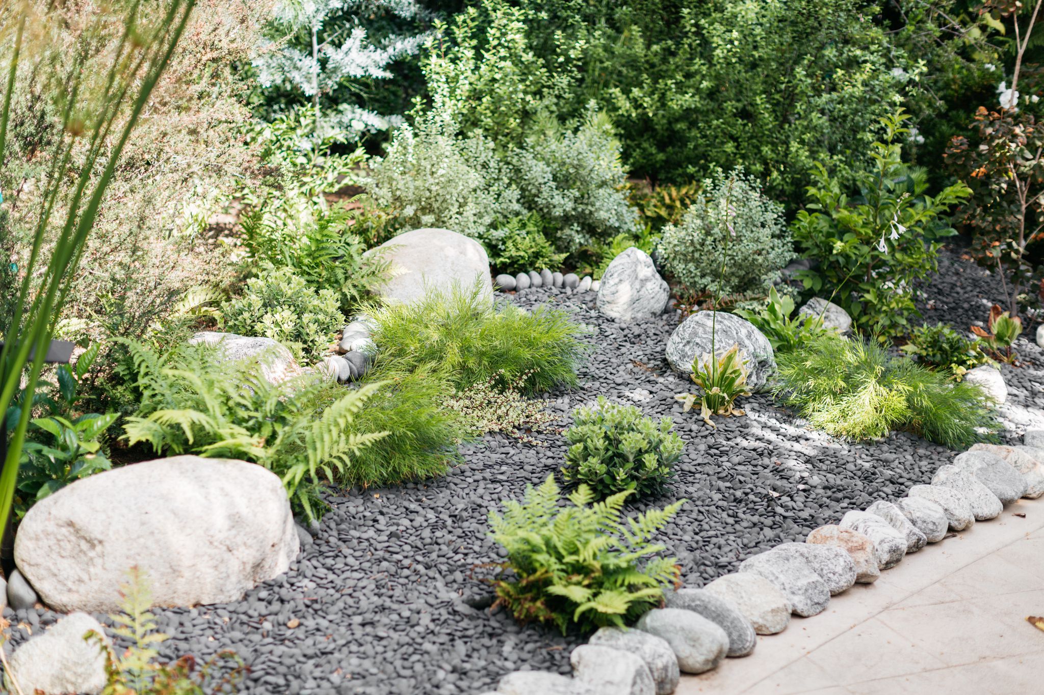 River Rock Planter Flower Bed