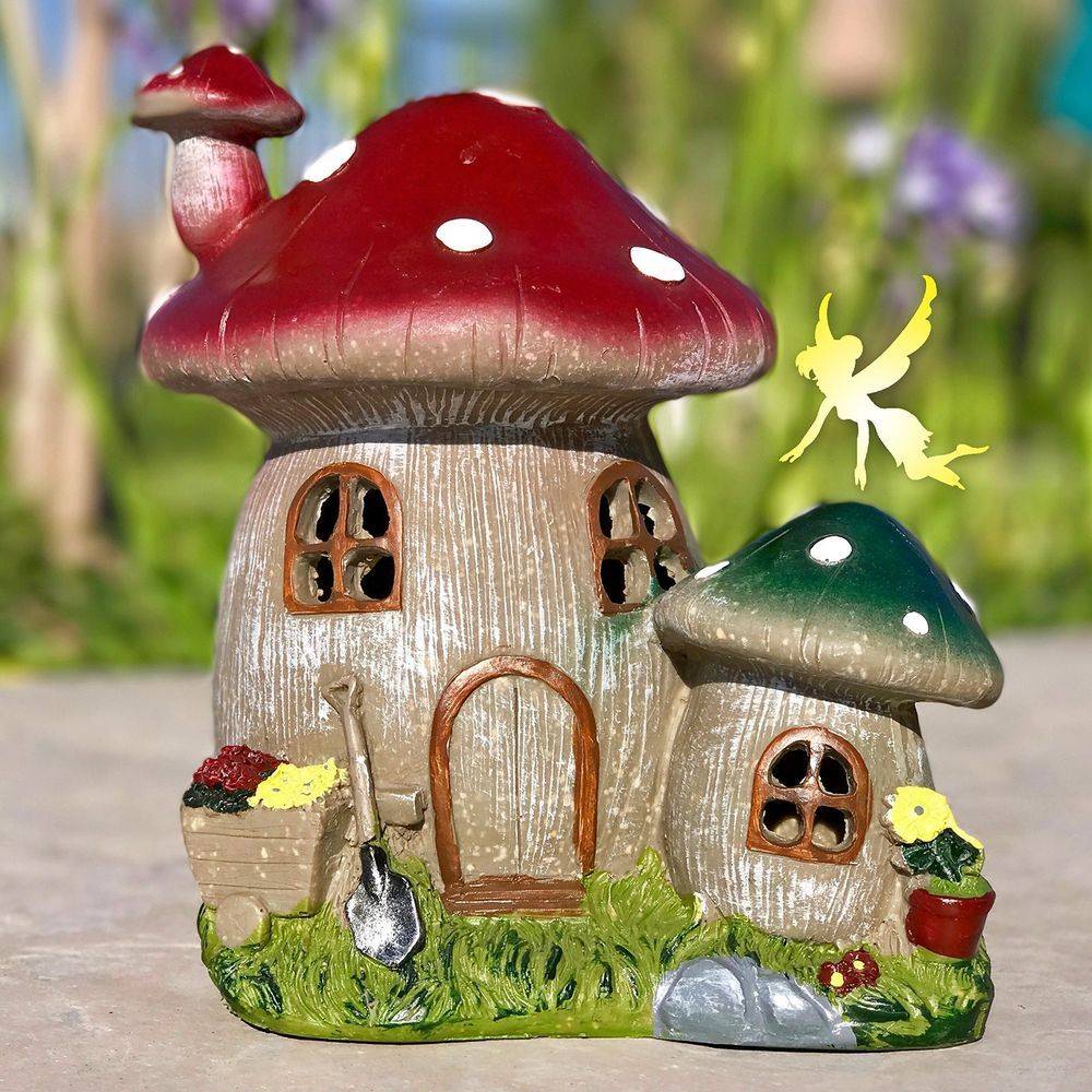 Miniature Fairy Garden Solar Pixie House Green Plowhearth
