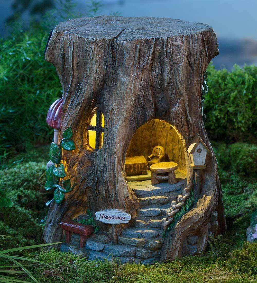 Miniature Fairy Garden Solar Pixie House Green Plowhearth