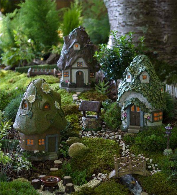 Miniature Fairy Garden Solar Staircase Stump House Miniature Fairy