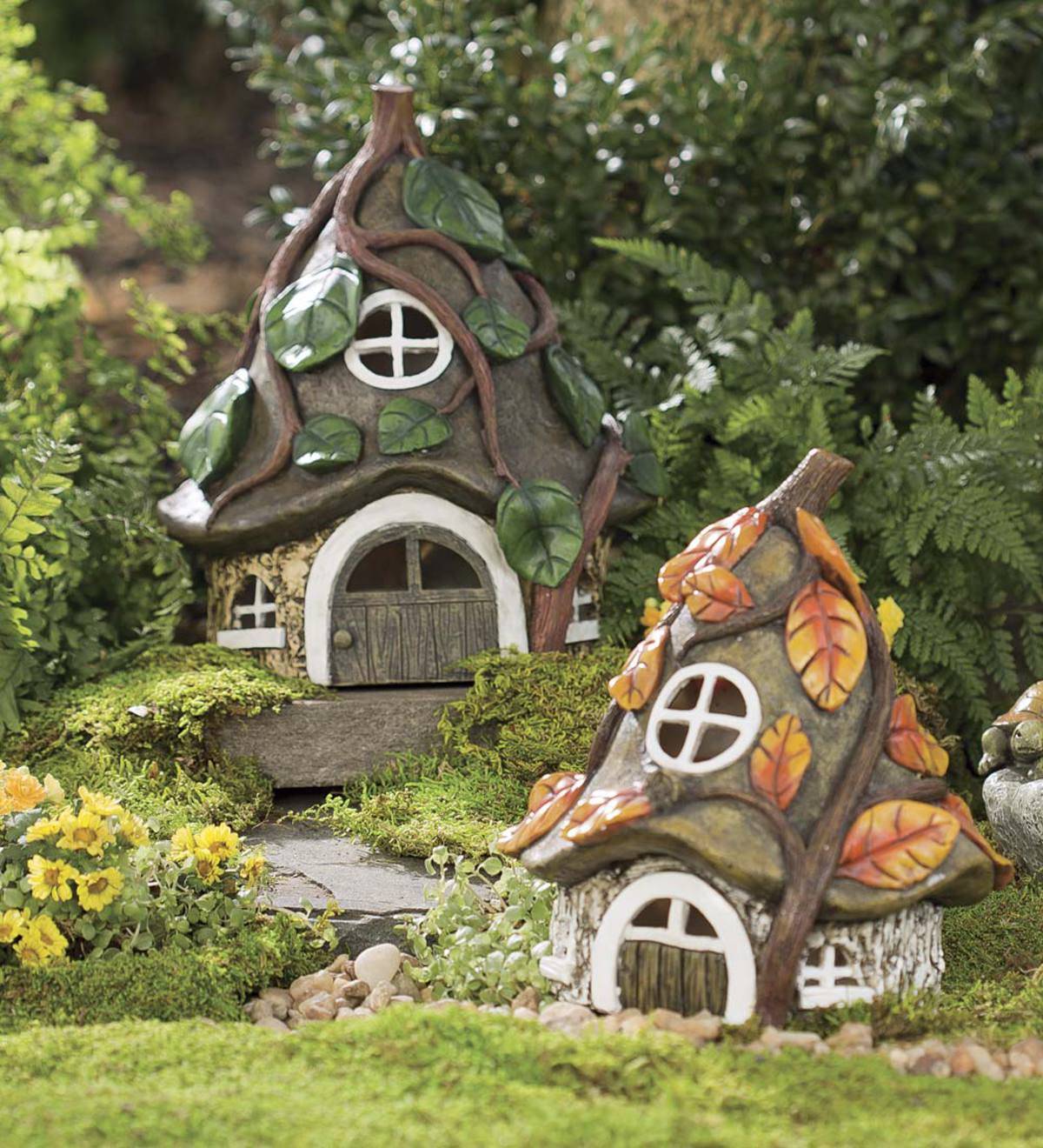 Miniature Fairy Garden Solar Teardrop Window House Stump Miniature