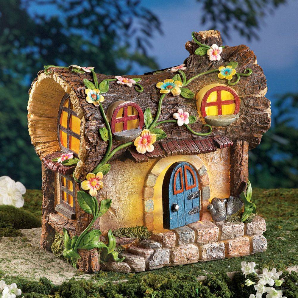 Fairy Garden Solar Log Cabin