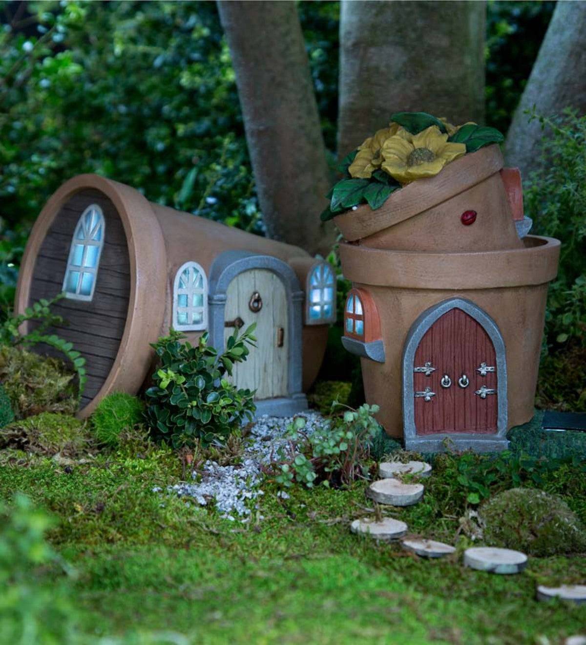 Solar Lights Fairy Cottage Outdoor Fairy