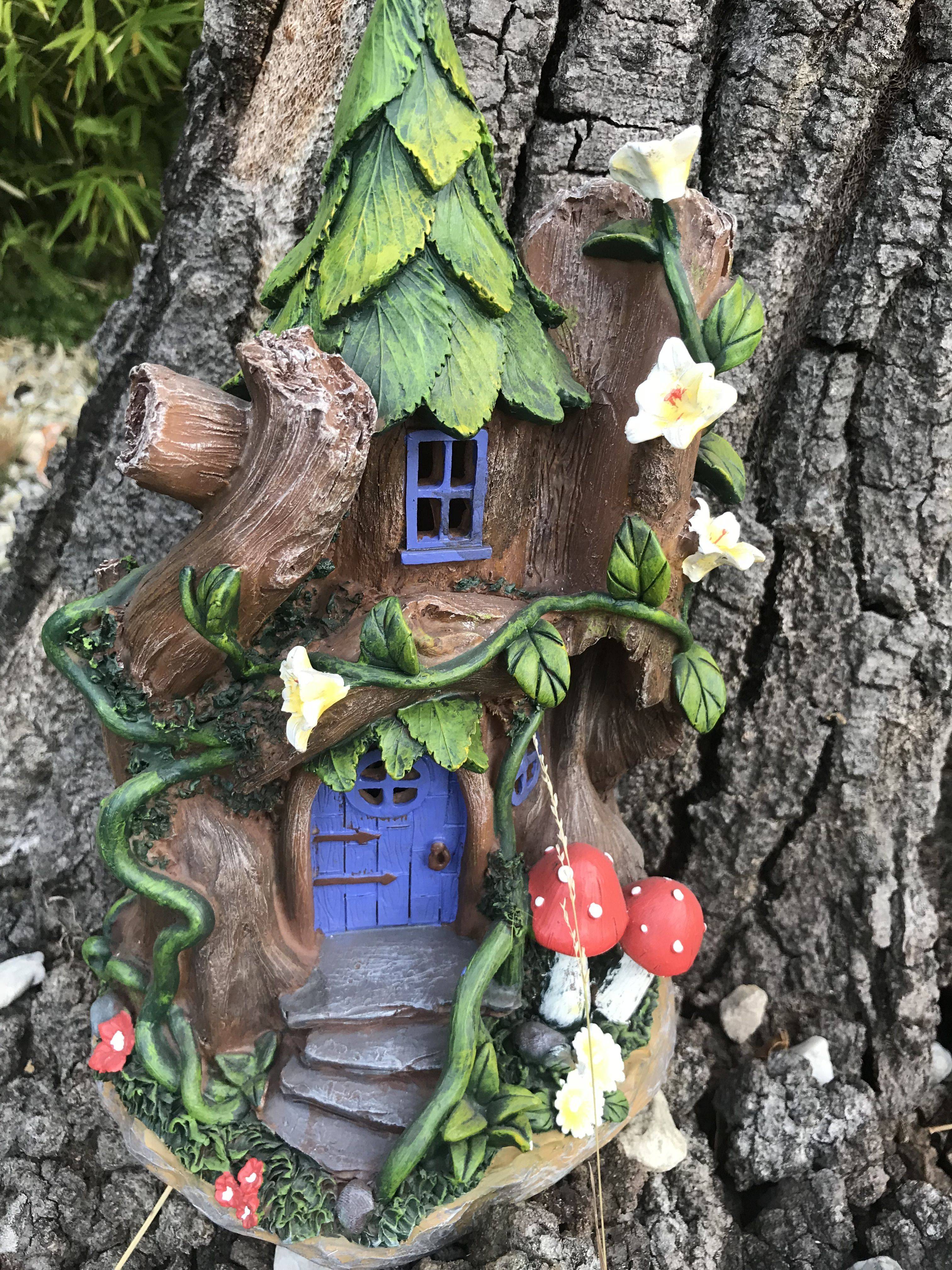 Miniature Fairy Garden Solar Pixie House Green Plowhearth