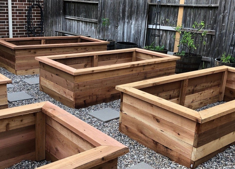 A Cedar Raised Bed Withbench Vegetable Garden