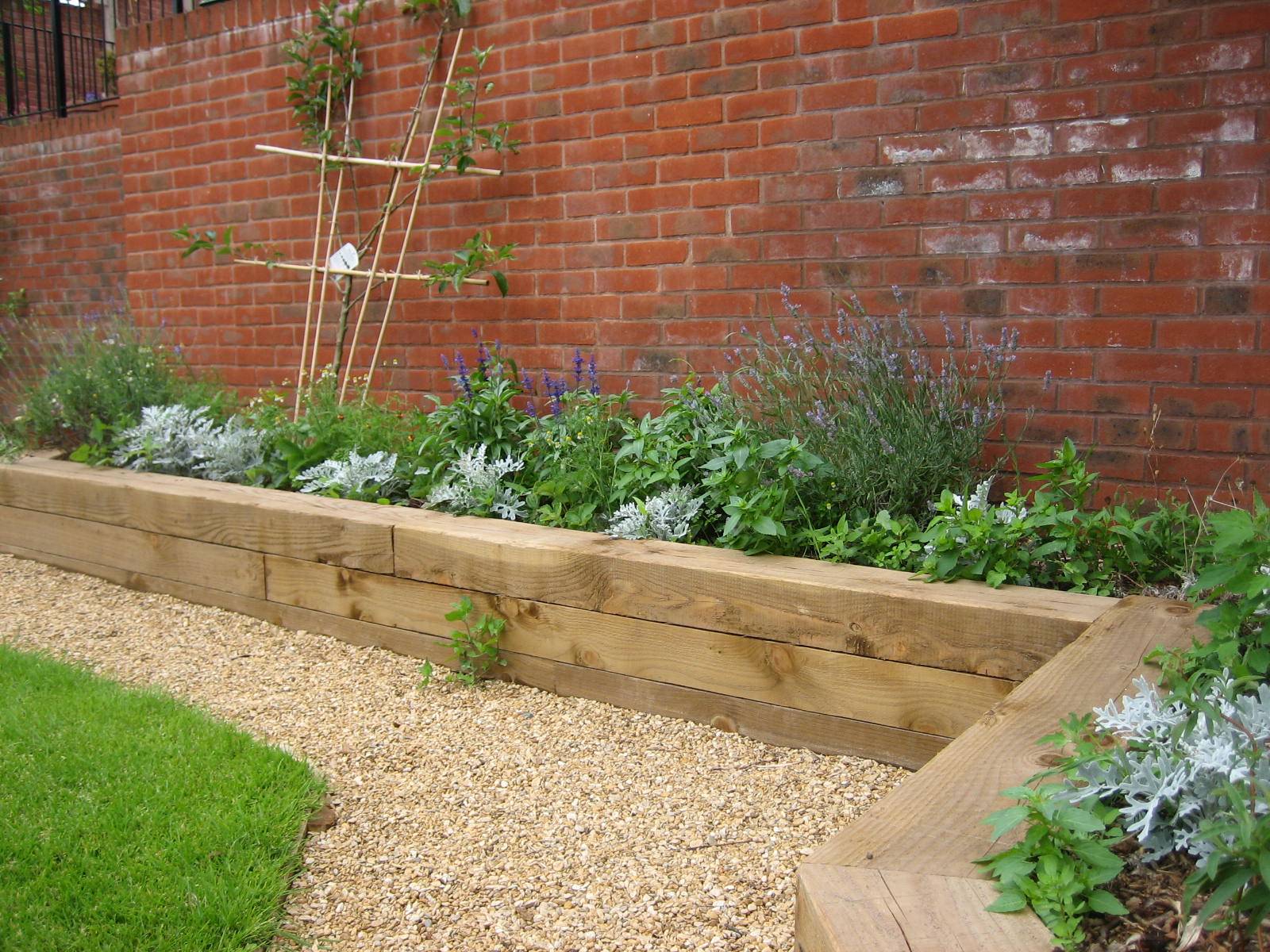 Sleeper Raised Border Backyard Garden Design