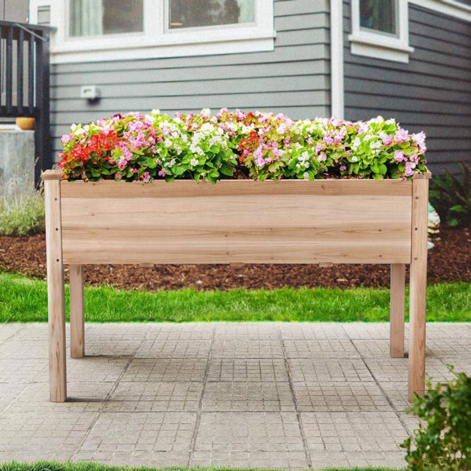 Cedar Garden Raised Bed Planter Flower Box Vegetable Elevated Outdoor