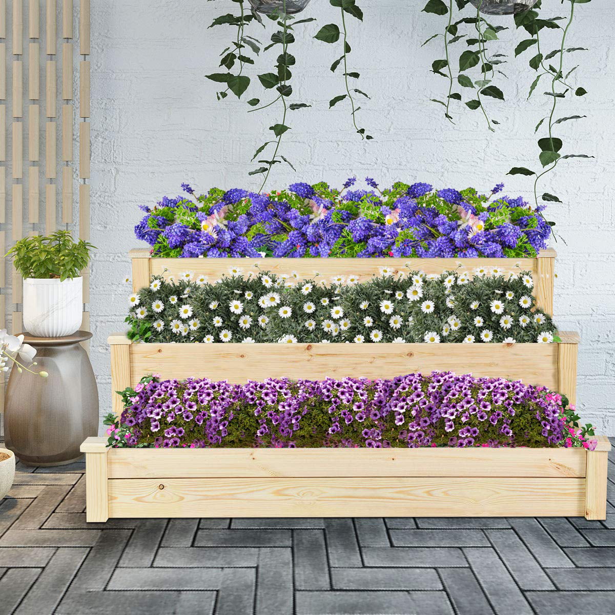 Wood Planter Box Raised Garden Bed Boxes Kit Elevated Flower Bed