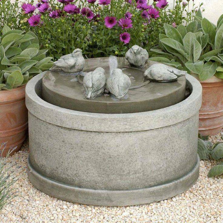 Sunnydaze Stone Pond Solarondemand Outdoor Water Fountain With Led