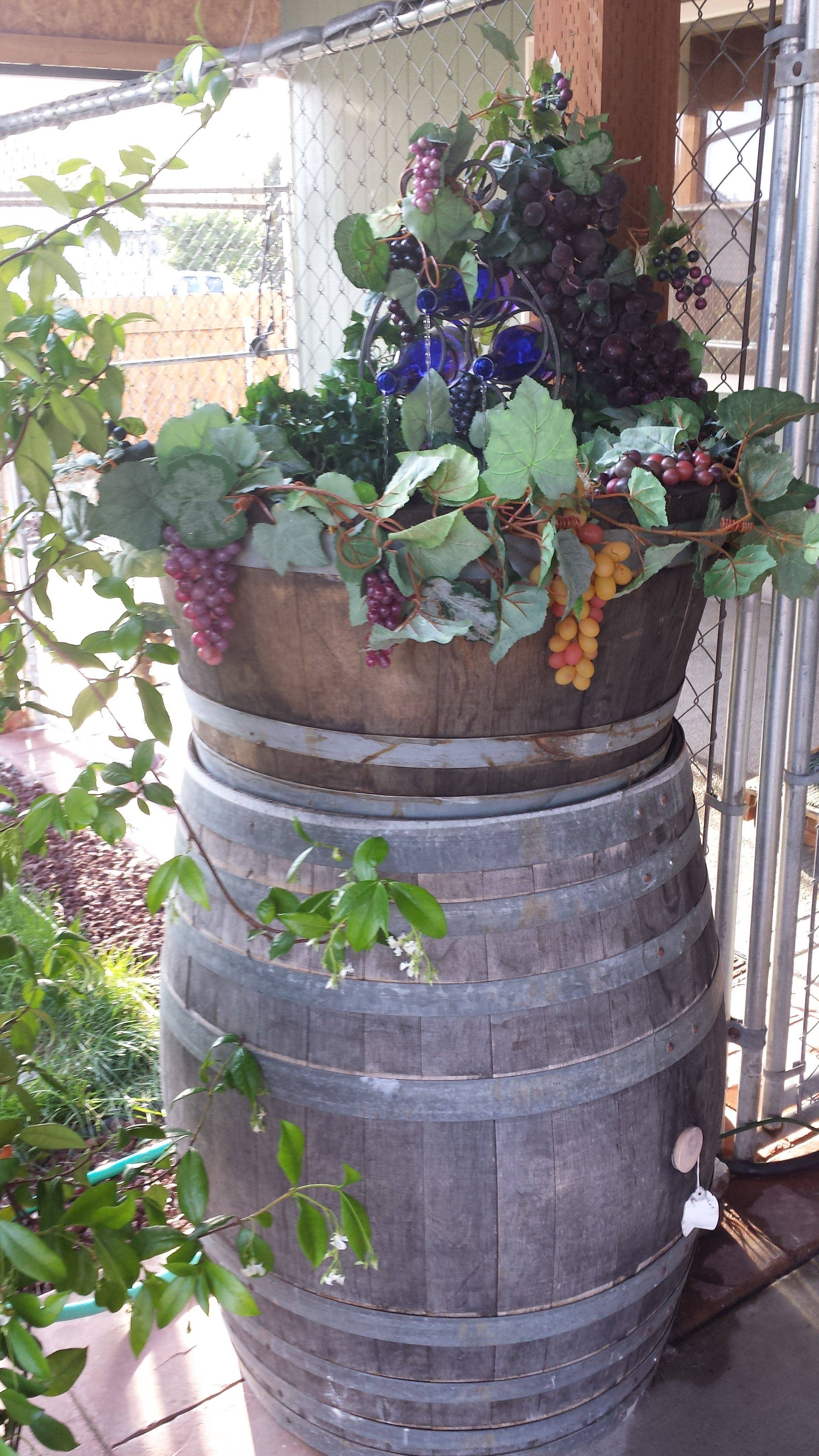 Whiskey Barrel Outdoor Patio Water Garden Fountain