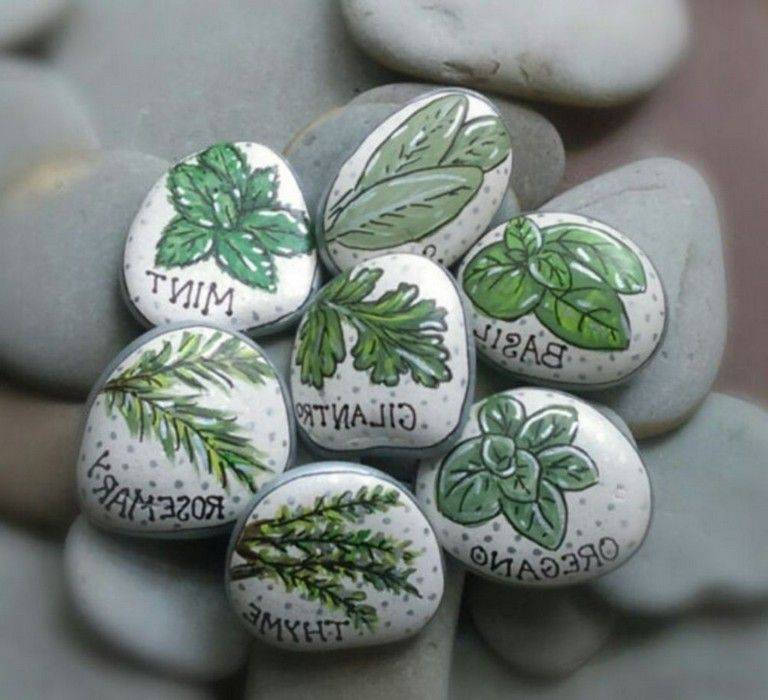 Hand Painted Garden Stone Vegetable Marker Garden Markers Rock