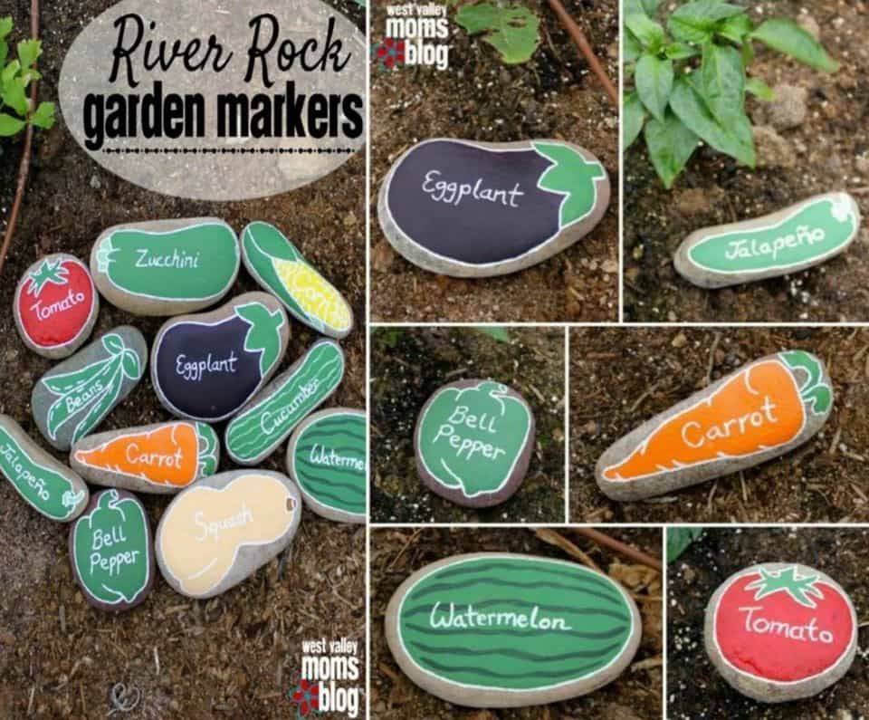 Set Bright Vegetable Garden Stone Marker Painted Rocks Etsy In