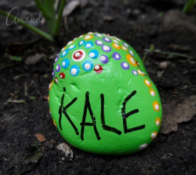 Set Bright Vegetable Garden Stone Marker Painted Rocks Etsy In