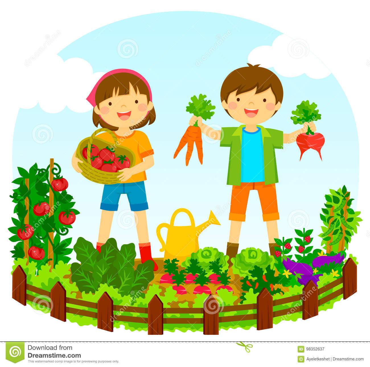 Kids Gardening Illustration