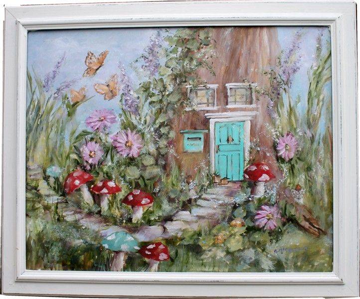 Fairy Garden Wall Art Mixed Media Canvas Floral Art Fairy