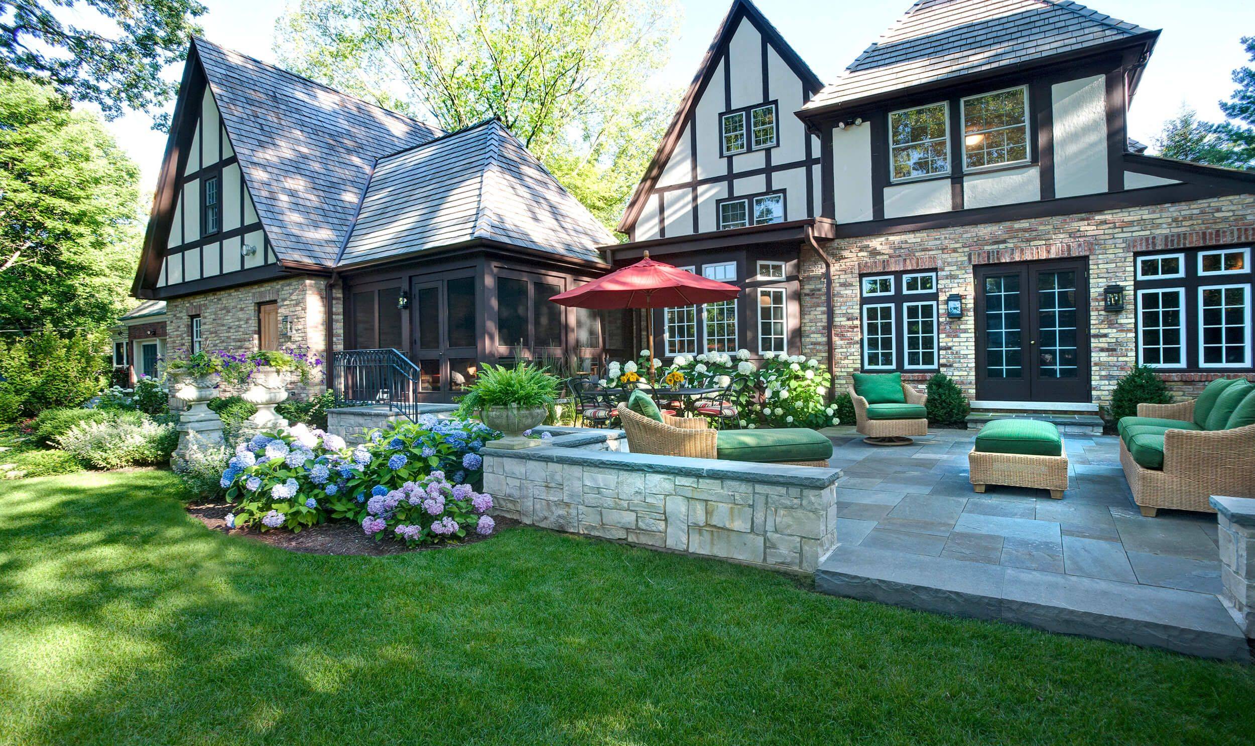Decorative Traditional English Tudor Garden Patio Flowers