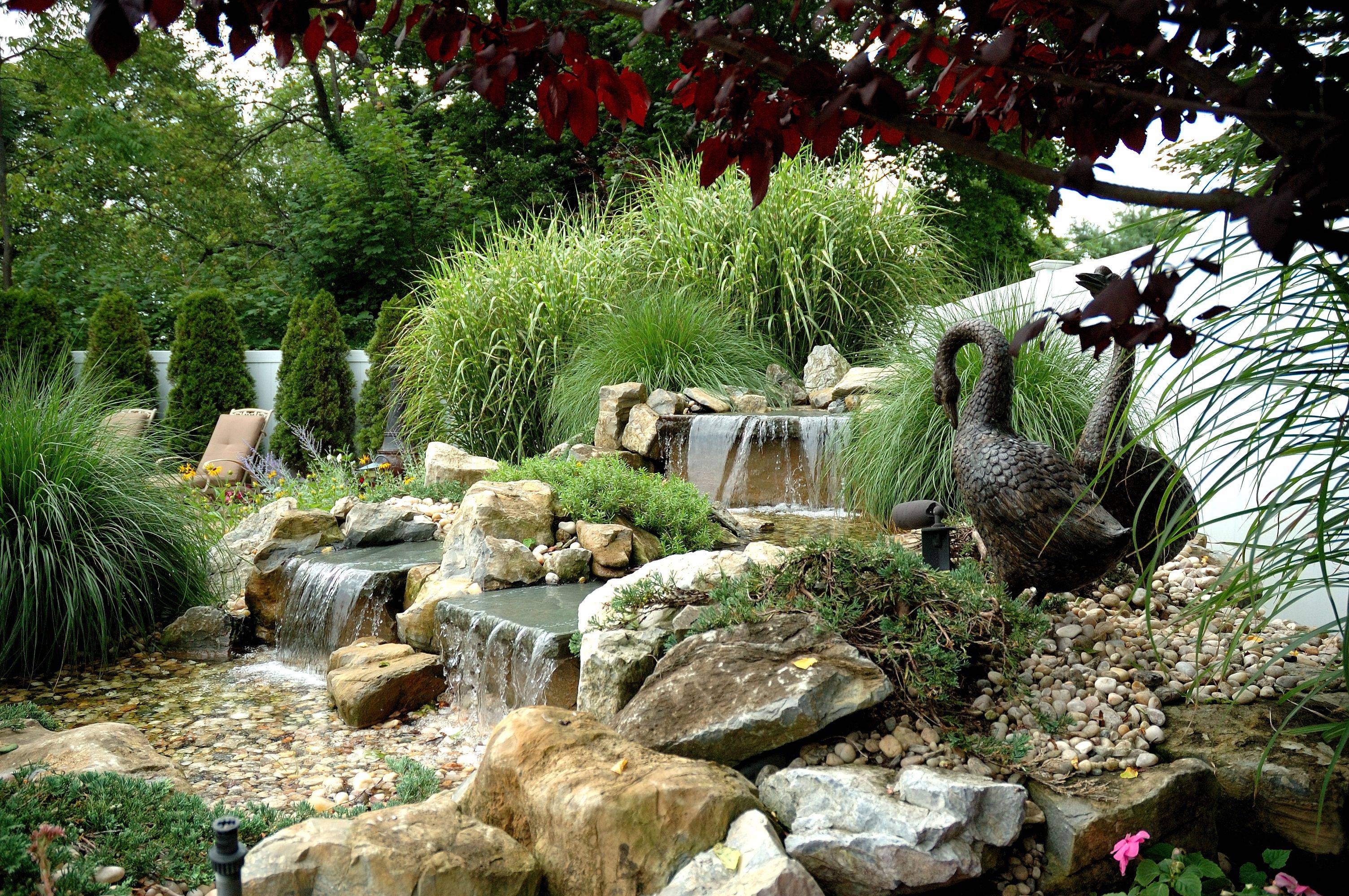 Waterfall Tropical Backyard Landscaping
