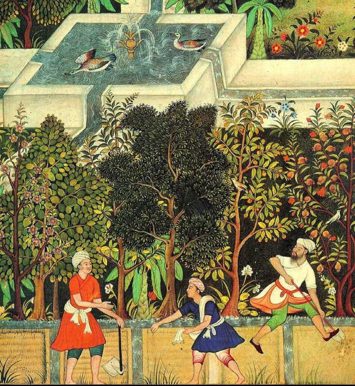 Persian Garden Paintings Hedge Mazes