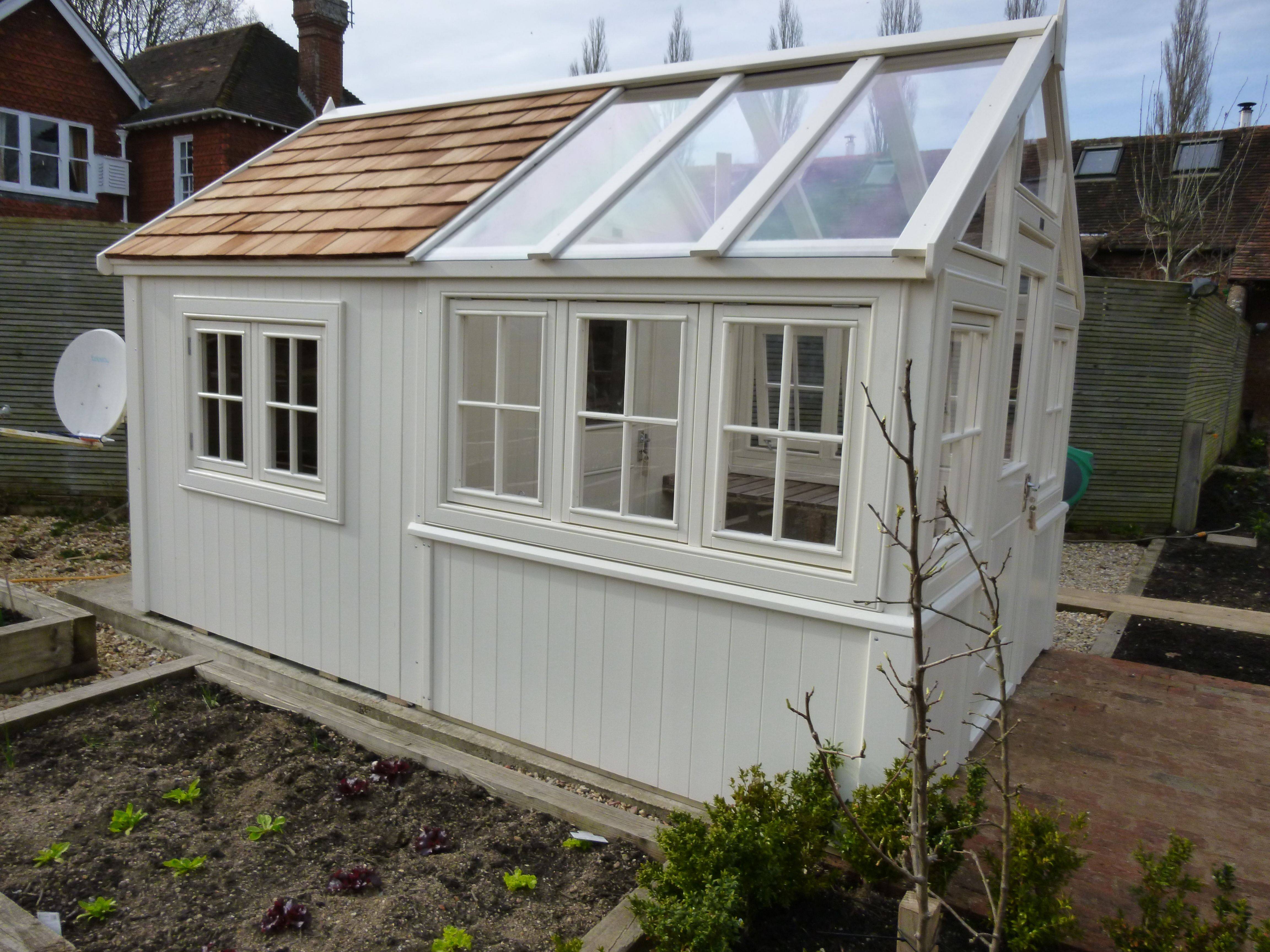 Woodpottingshedgreenhousecombobywestmountliving Wooden Sheds