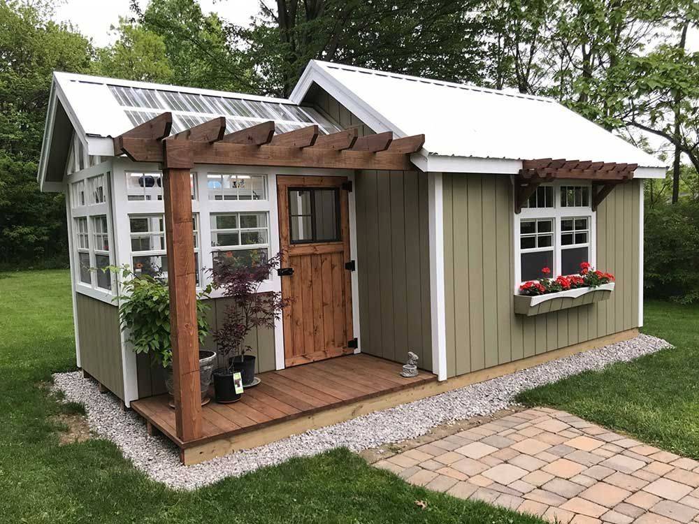 X Farmhouse Pavilion Greenhouse Shed Backyard Sheds Barns Sheds