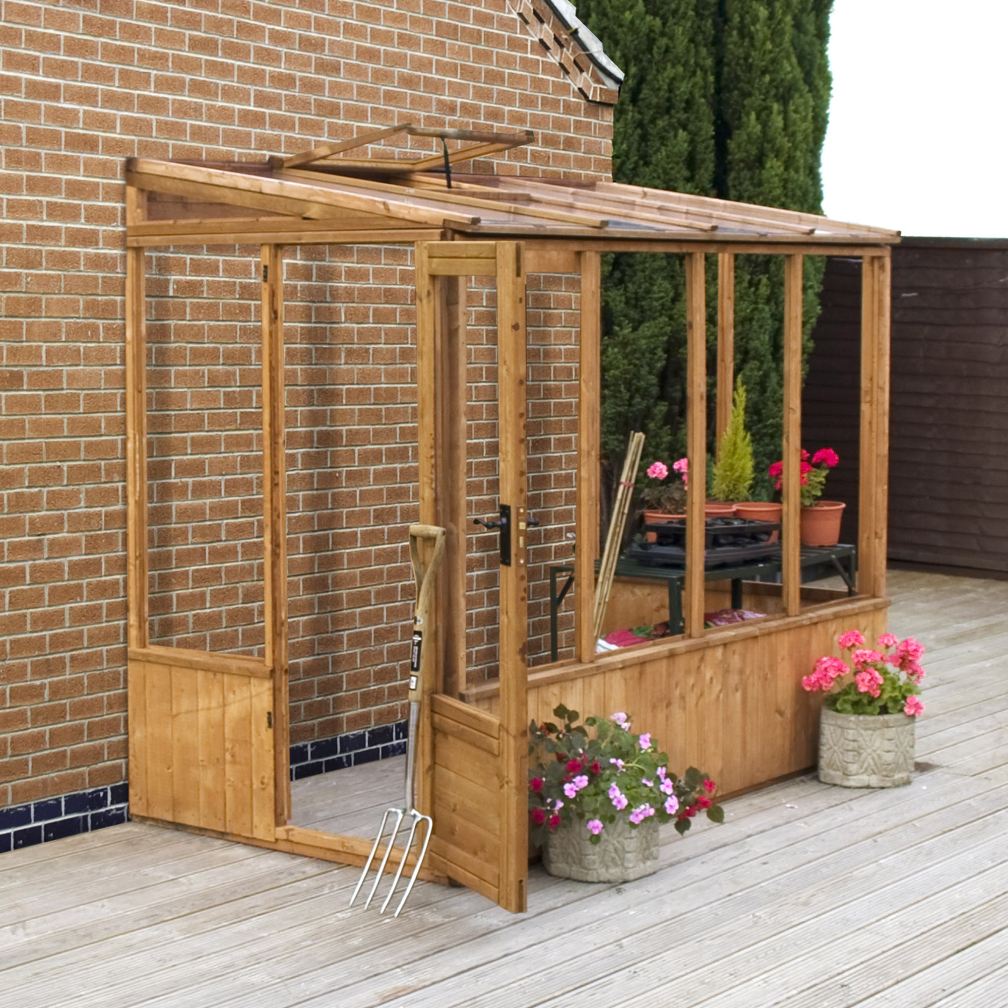 Wooden Leanto Pent Garden Greenhouse