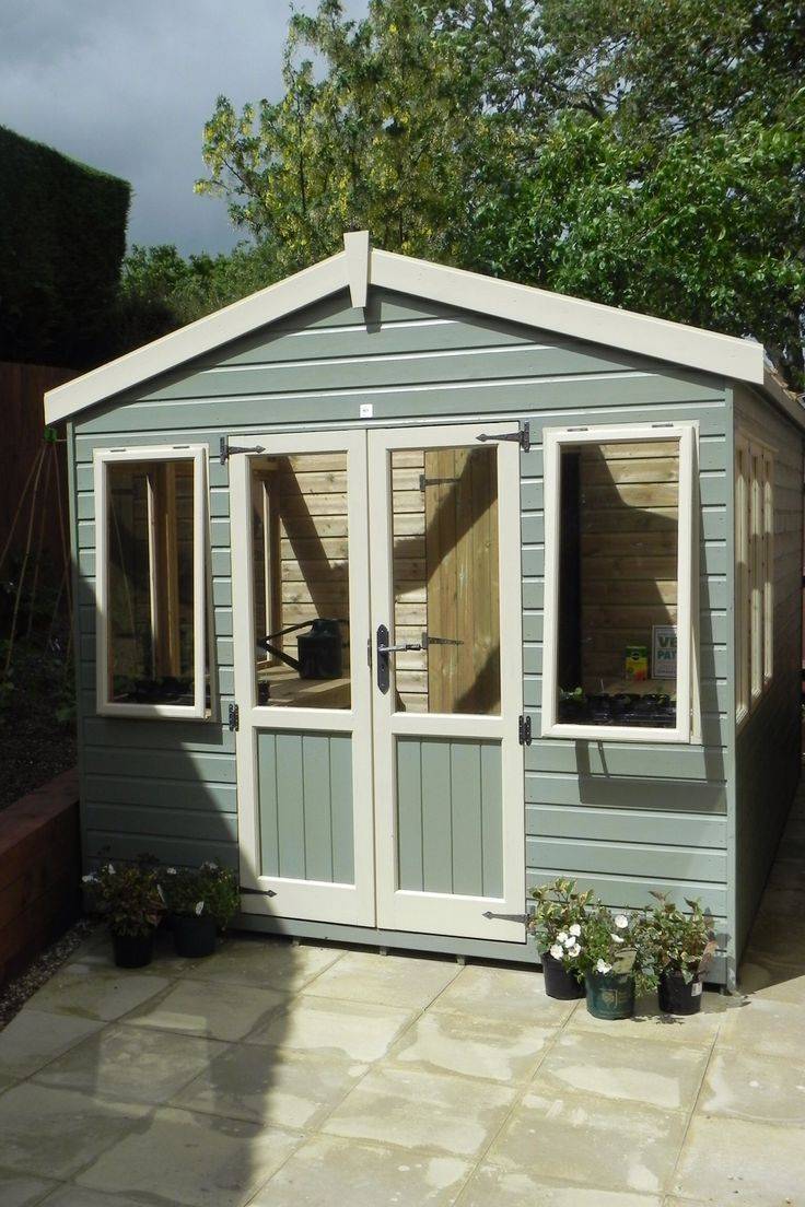 Tall Wooden Sage Green Sentry Post Shed