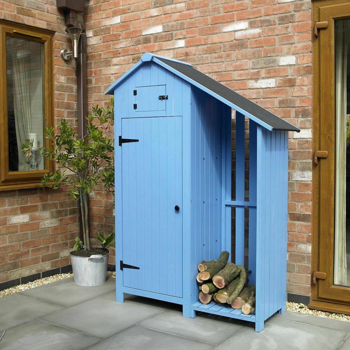 Lockable Wooden Garden Tool Storage Cabinet