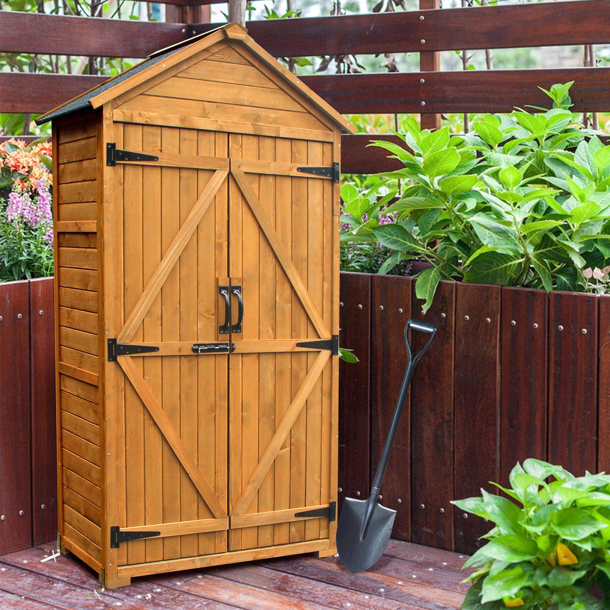 Mcombo Outdoor Storage Cabinet Tool Shed Wooden Garden