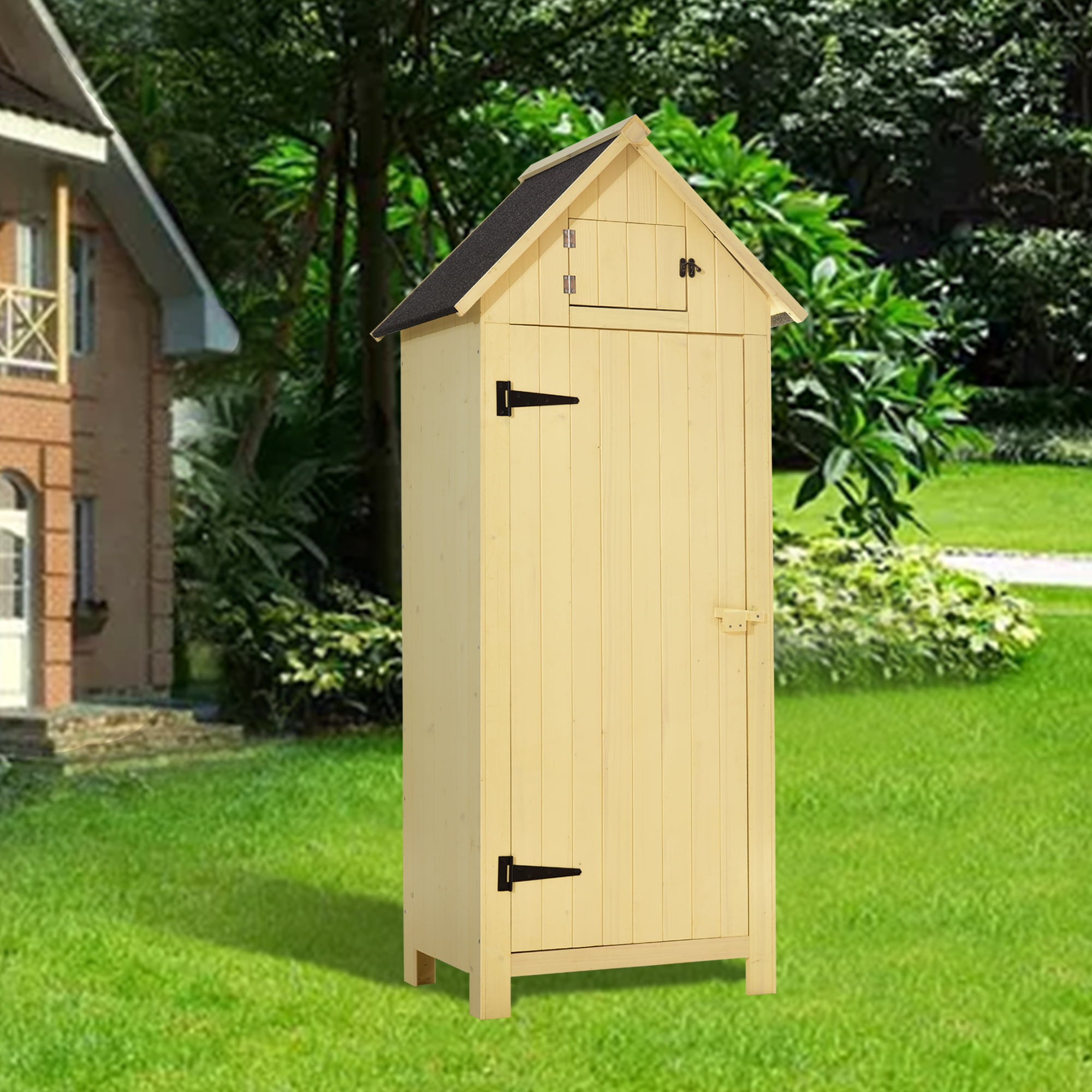 Outsunny Wooden Garden Shed Tool Storage Cabinet