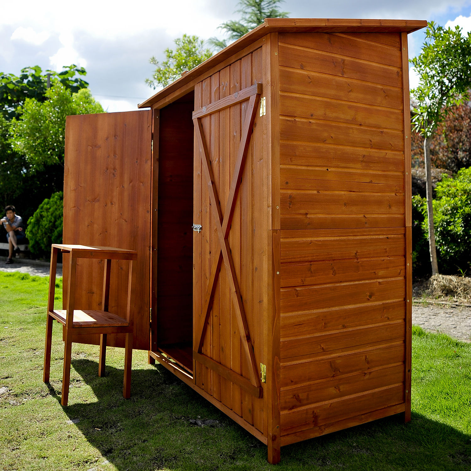Premium Garden Tool Storage Outdoor Vertical Storage Cabinet Shed