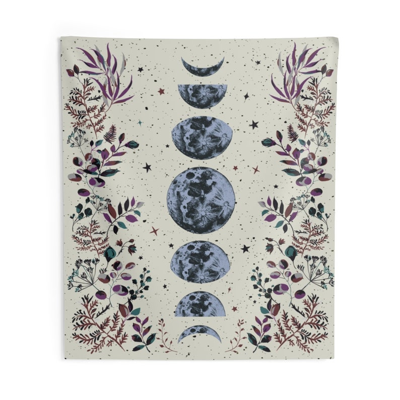 Moon Phase Tapestry Moonlit Garden Tapestry Flowers Floral