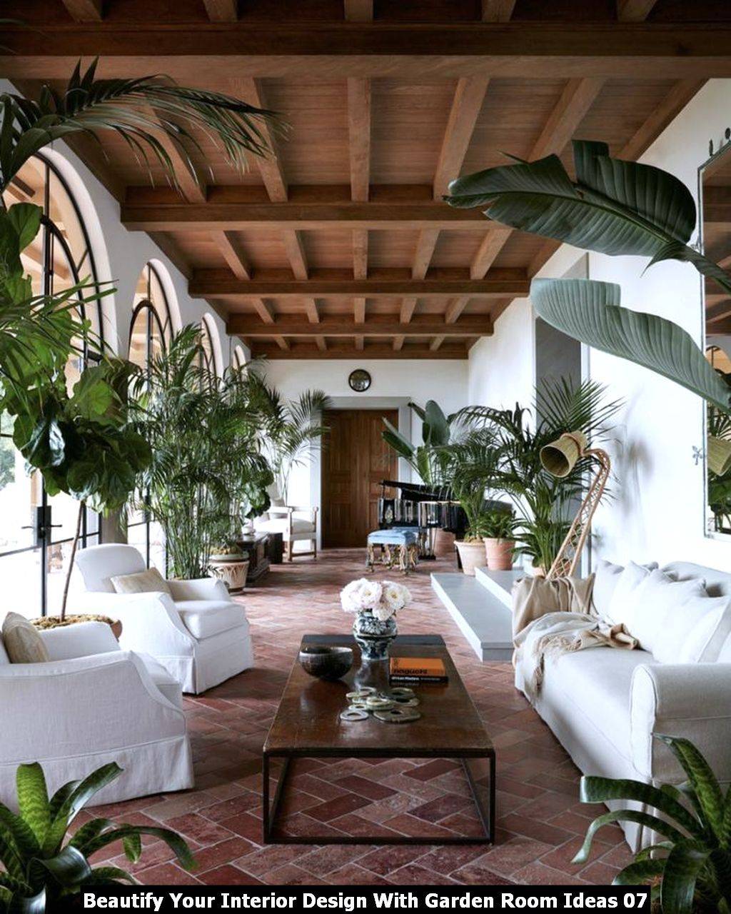 Spanish Colonial White Front Elevation Wiith Teak Gate Landscape Design