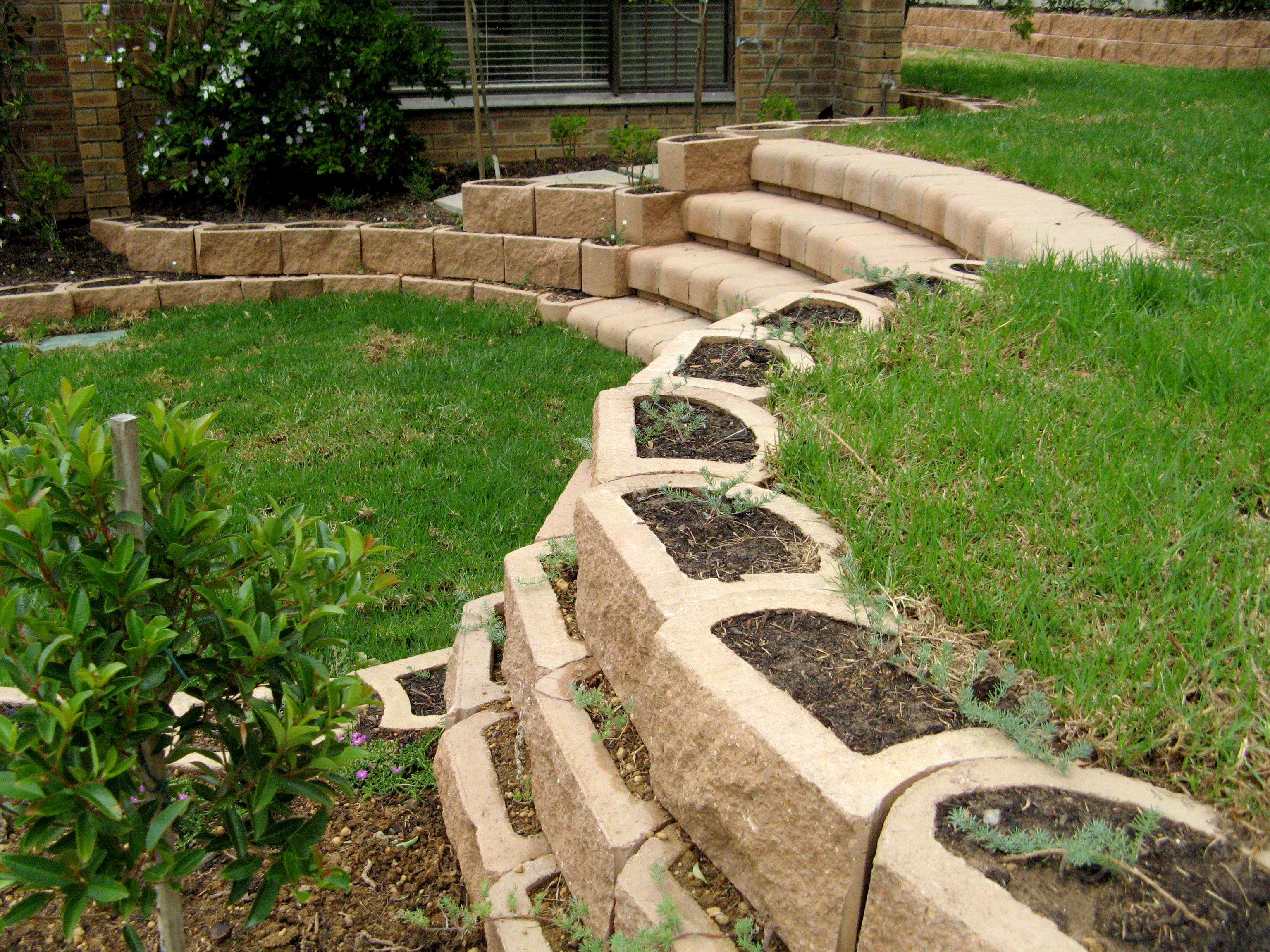 Tiered Tan Color Retaining Walls