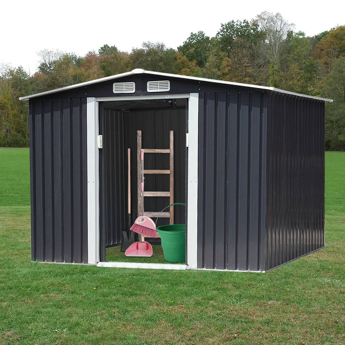 Jaxpety X Outdoor Backyard Garden Metal Storage Shed