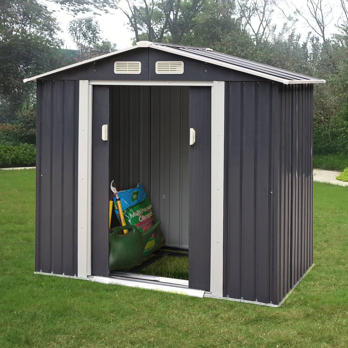 Jaxpety X Outdoor Backyard Garden Metal Storage Shed